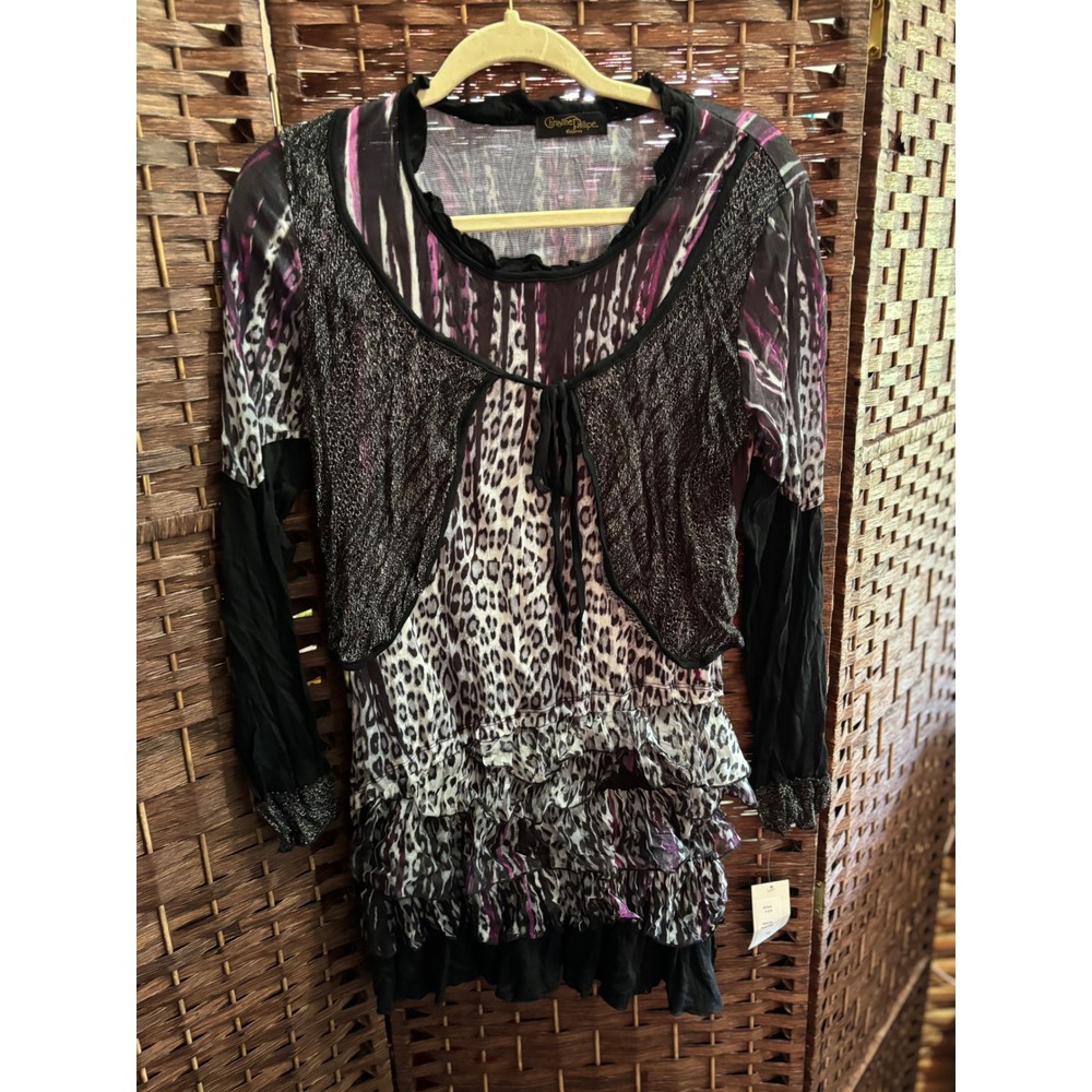 Christine Phillipe Dress‎ Medium Tunic Top Mini dress Whimsy Goth Witchy Tiered